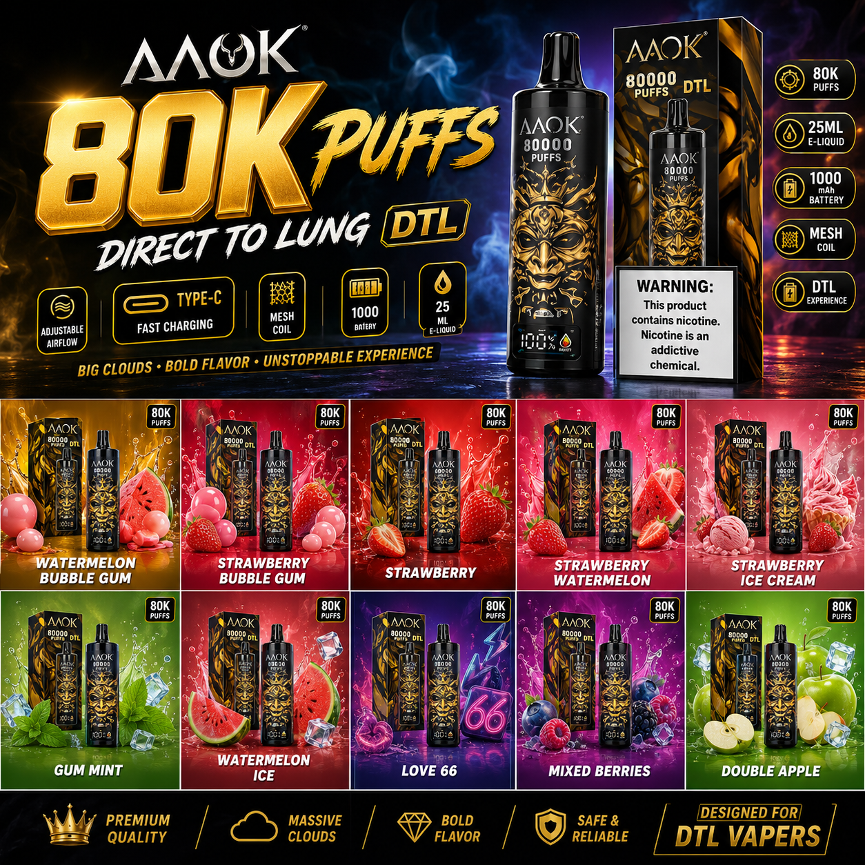 AAOK AK80000 Puffs DTL Vape Dubai | Buy Online UAE