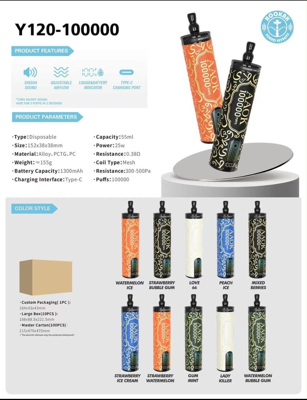AAOK Y120 100000 Puffs Disposable Vape | Dubai Vape Magic