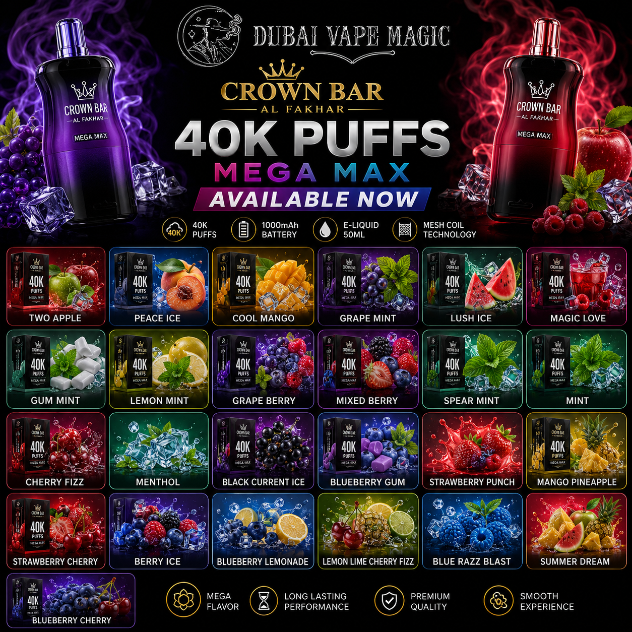Al Fakher Crown Bar Mega Max 40000 Puffs Vape | Dubai Store