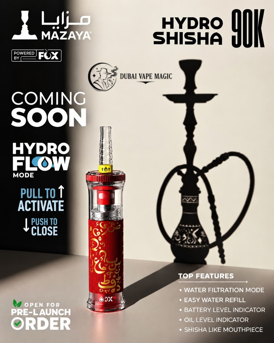 Mazaya Hydro Shisha 90K Puffs | Dubai Vape Magic UAE
