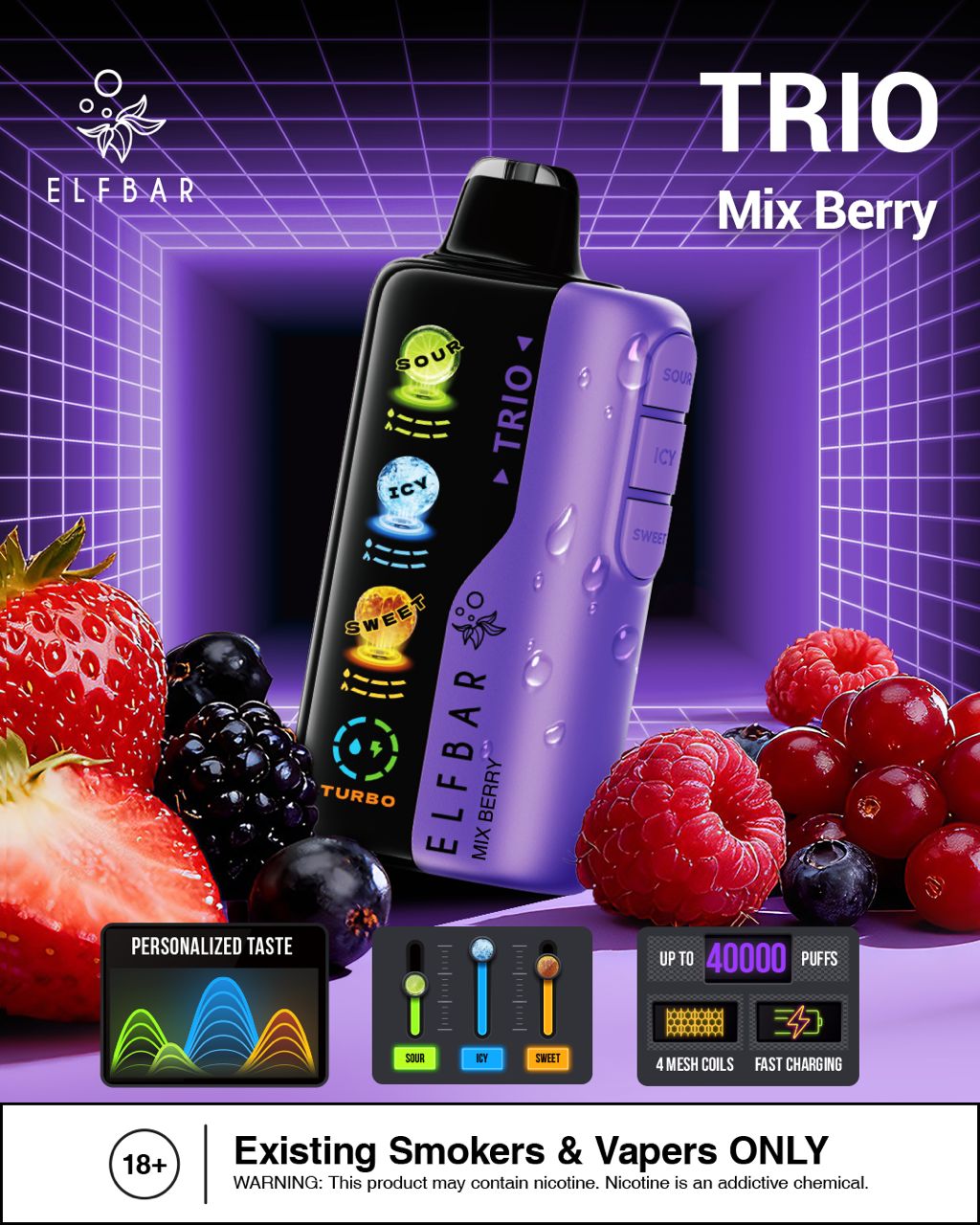 Buy ELFBAR TRIO 40000 Puffs Disposable Vape in Dubai