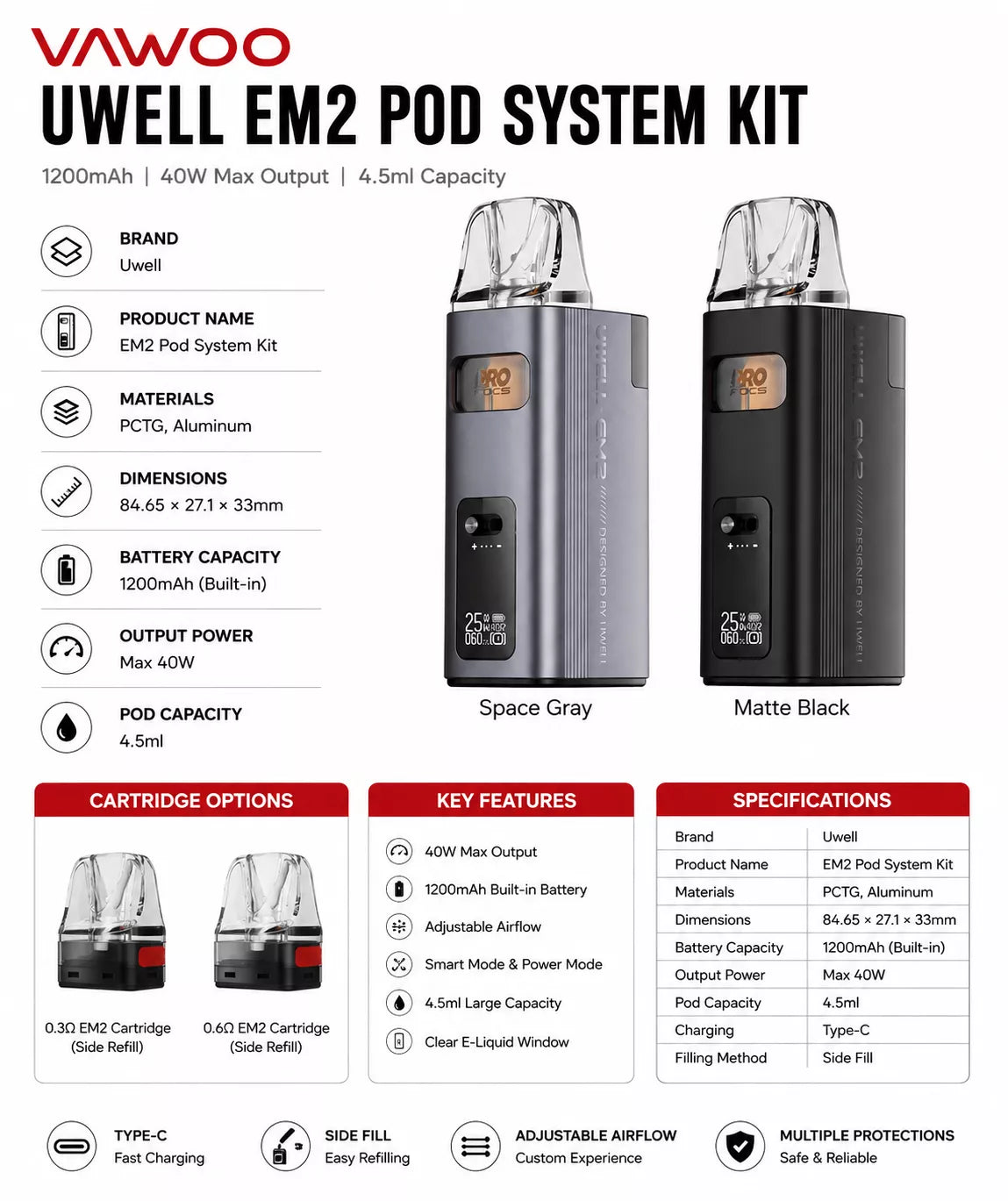 Uwell EM2 Pod Kit 25W | Express Delivery Dubai Vape Magic