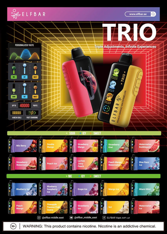 Buy ELFBAR TRIO 40000 Puffs Disposable Vape in Dubai