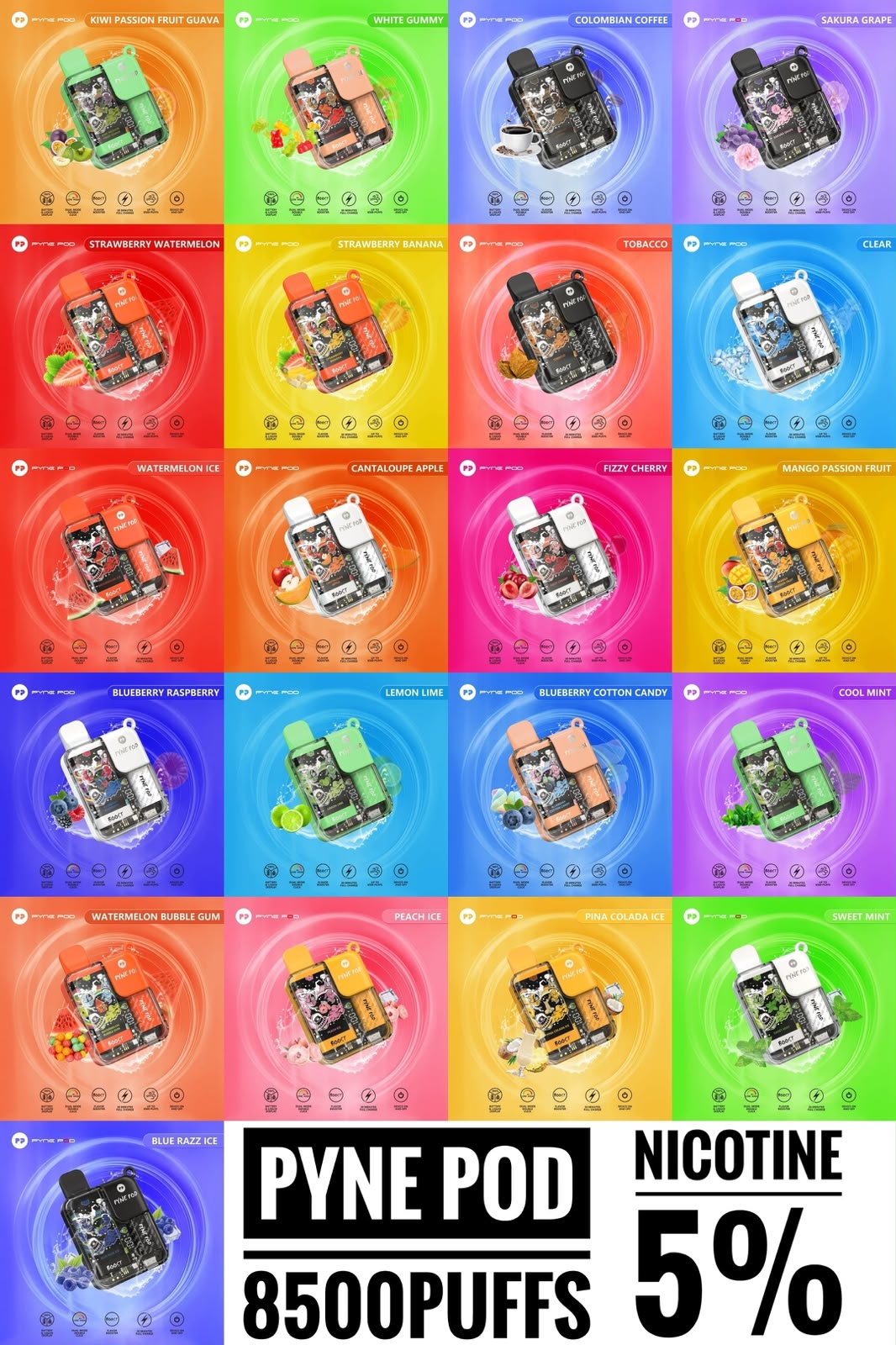 Pyne Pod Boost 8500 Puffs Disposable Vape 5% Nicotine Dubai