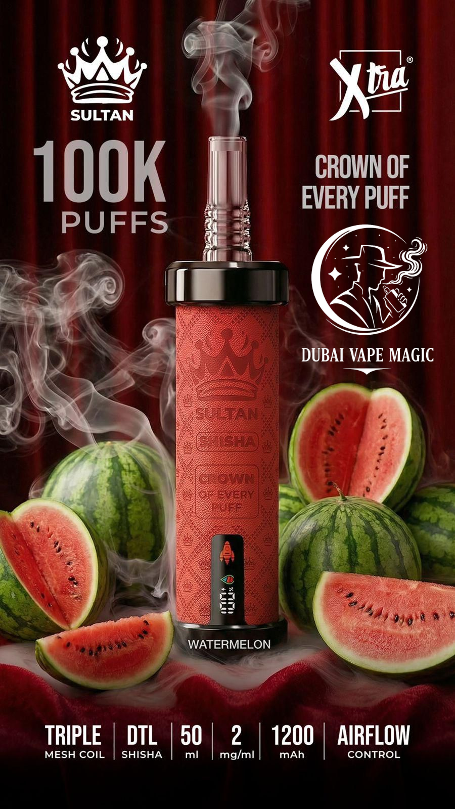 Xtra Sultan Shisha 100,000 Puffs Disposable | Vape Dubai