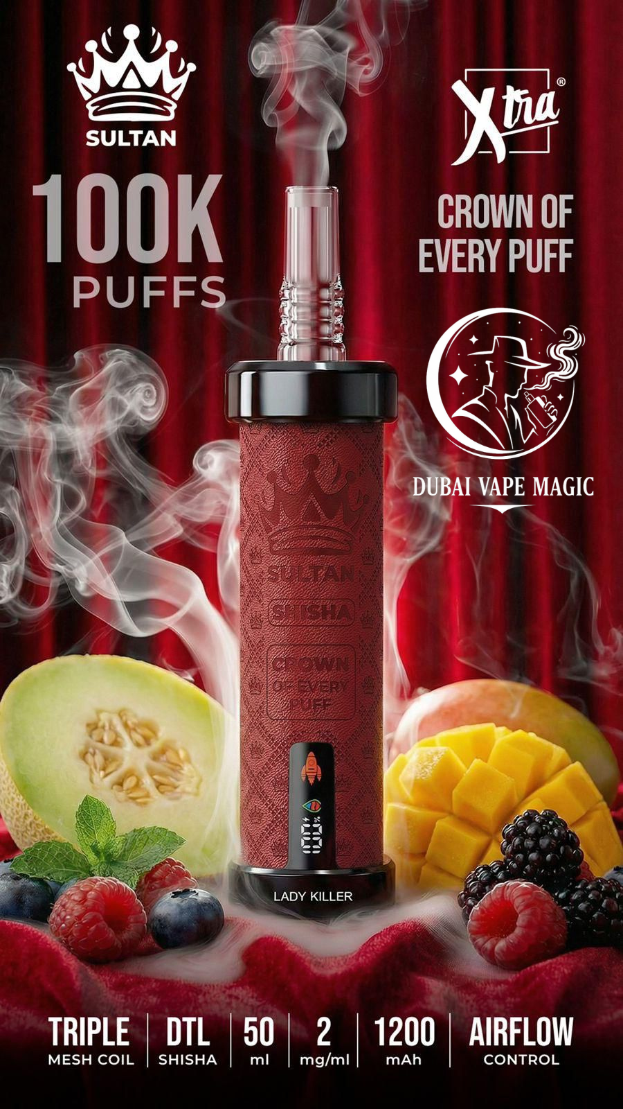 Xtra Sultan Shisha 100,000 Puffs Disposable | Vape Dubai
