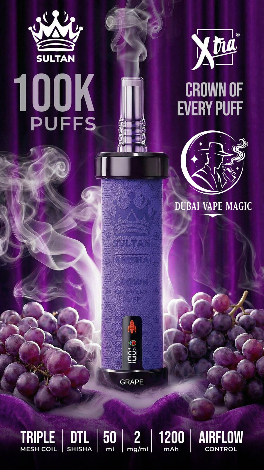 Xtra Sultan Shisha 100,000 Puffs Disposable | Vape Dubai