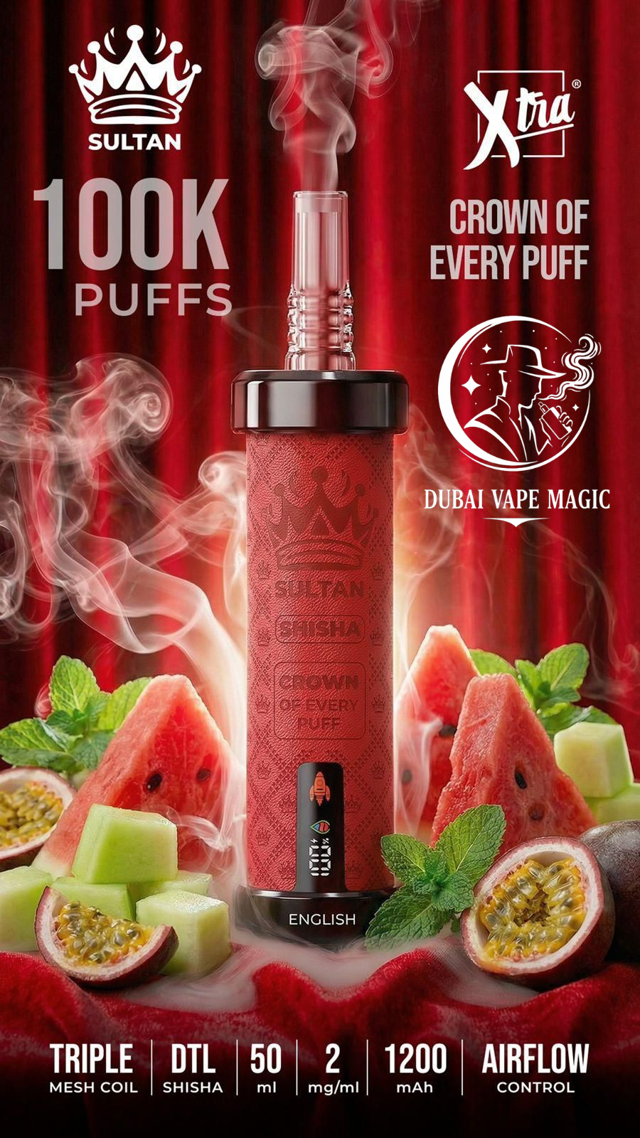 Xtra Sultan Shisha 100,000 Puffs Disposable | Vape Dubai