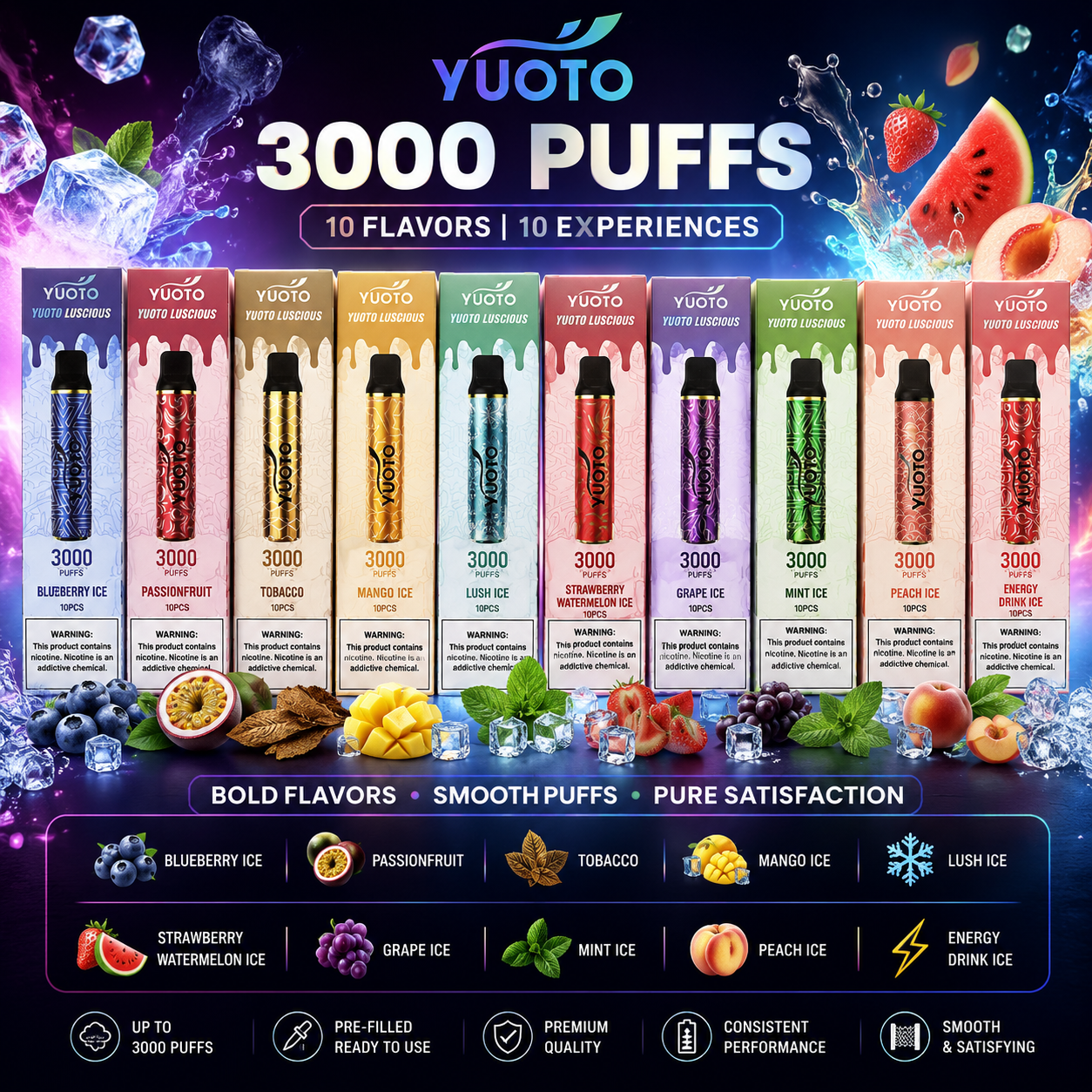 Yuoto Luscious 3000 Puffs Vape | Fast UAE Delivery