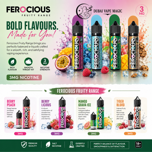 Ferocious E-Liquid 3mg Vape Juice 60ml | Dubai Vape Magic