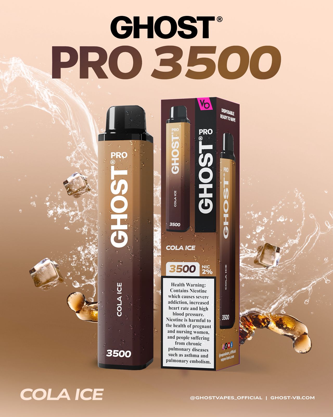 VAPES BAR GHOST PRO 3500 PUFFS Disposable Vape UAE Dubai Online