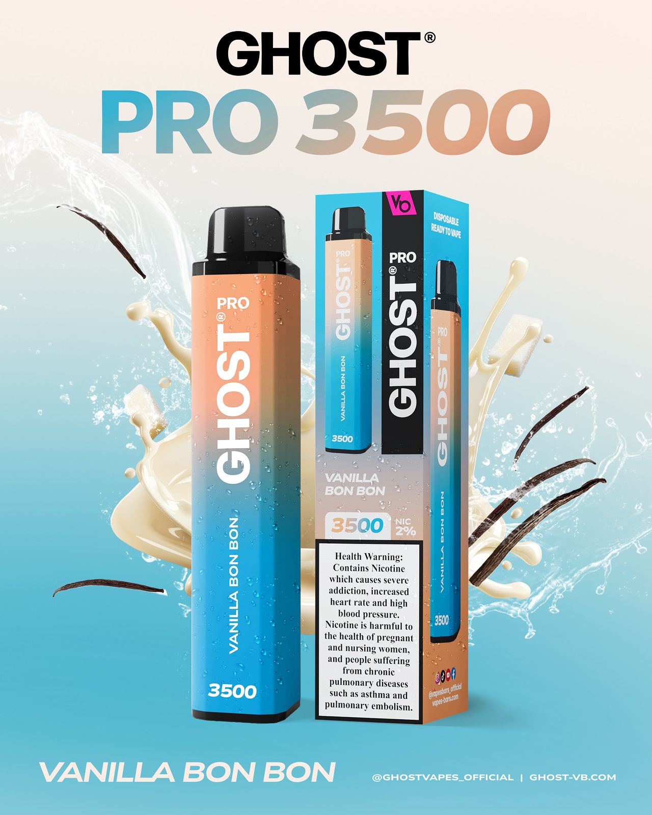 VAPES BAR GHOST PRO 3500 PUFFS Disposable Vape UAE Dubai Online